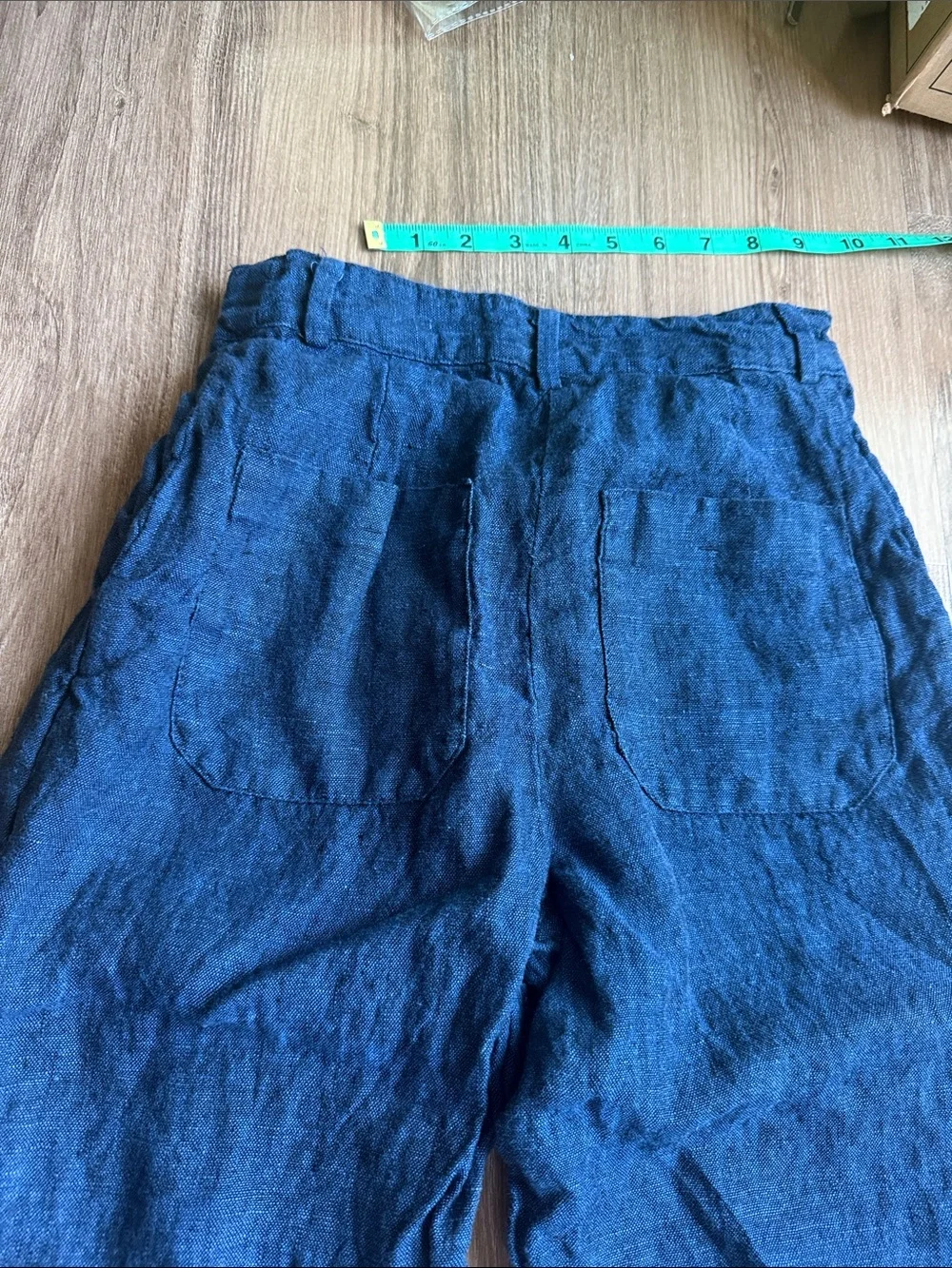 Zara 100% Linen Navy Trousers
